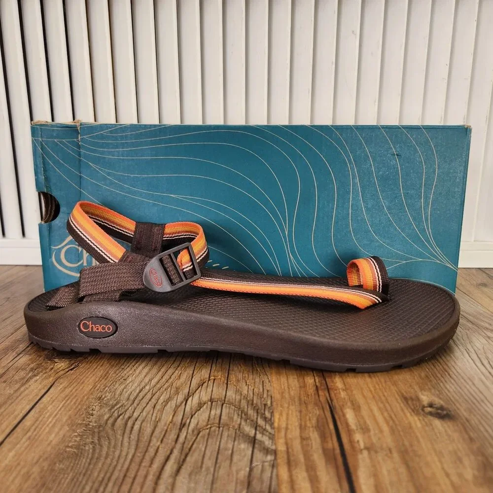 Chaco Bodhi Belt Java Sandals Men's 12 Orange Brown Toe Loop Strappy Beach Shoes
